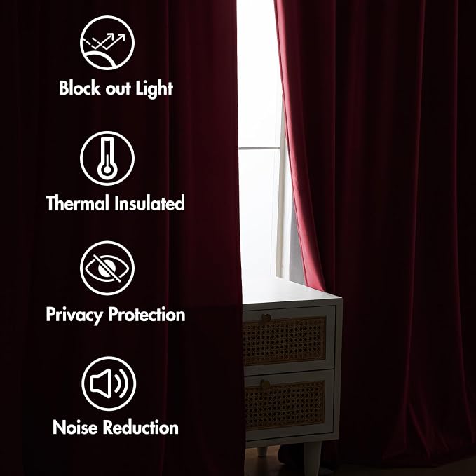 MIULEE Hot Pink Velvet Pinch Pleat Blackout Curtains W52 X L84 Inches | 2 Panels - Image 6