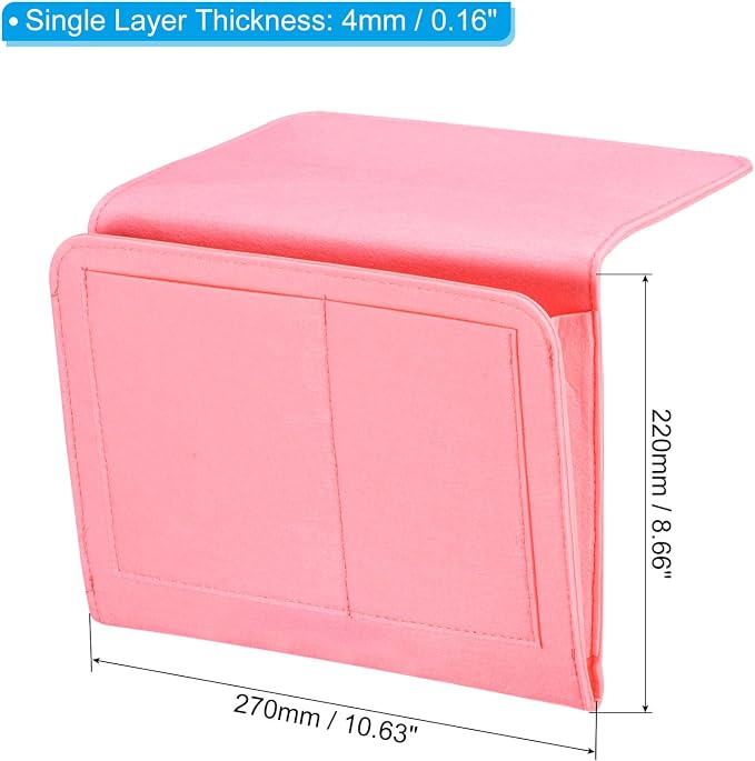 PATIKIL 11in Bedside Caddy, Bed Caddy Bedside Organizer Hanging 5 Pocket Soft - Image 2