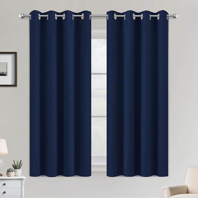 COSVIYA Grommet Room Darkening Navy Blue Curtains 54 inch Long by COSVIYA