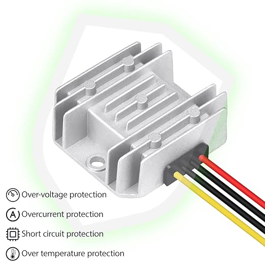 LeMotech DC 24v to 12v Converter 5A 60W Step Down Converter Voltage Reducer IP68 Waterproof Transformer for Golf Cart Truck Boat Vehicle
