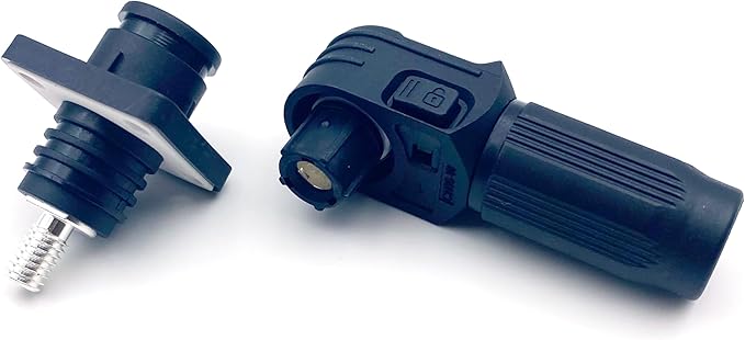1 Set Battery Energy Storage Connector, Quick Plug Terminal High Current Connectors Right Angle Plug and Socket IP67 Waterproof Power Connector Stud Wiring Method 60A 10mm² (60A, Black)