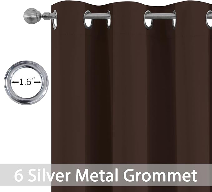 Yakamok Blackout Curtains 38x63 inch Chocolate Brown Thermal Drapes-Bedroom | 2 - Image 2