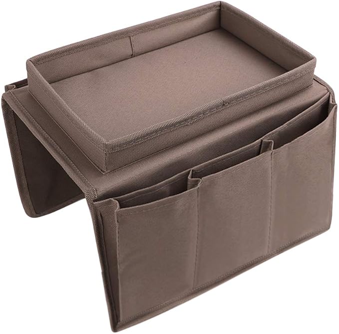 5 Pockets TV Remote Control Holder Couch Sofa Tray Armrest Organiser Oxford - Image 3