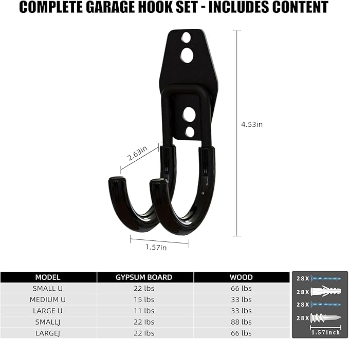 CRXCRC Garage Hooks, 6 Pack Small Round Wall Hooks for Hanging Heavy Duty Ladders, Bikes, Tools Ideal for Garage, Garden, Basement Utility Room Storage (Black)