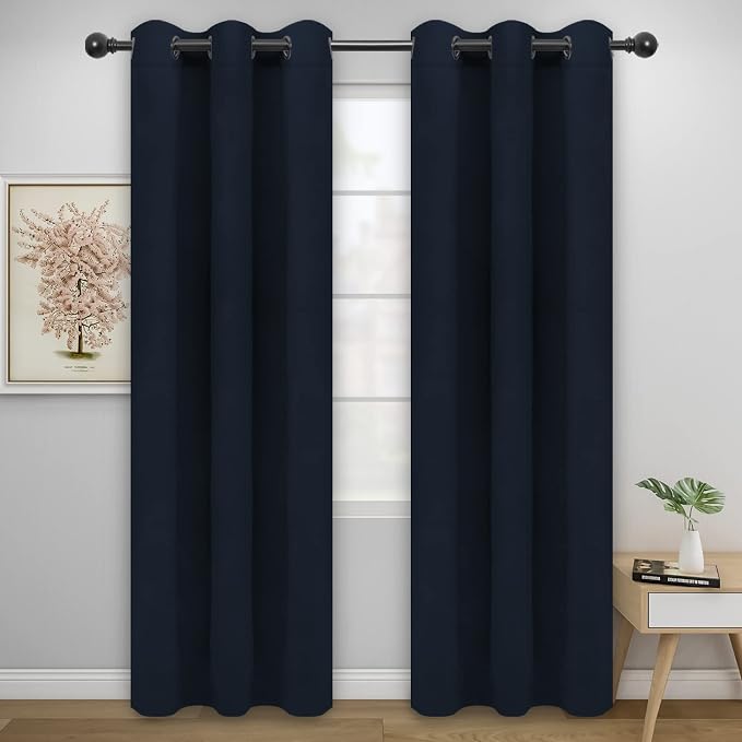 Easy-Going Thermal Grommet Blackout Curtains, 2 Panels 42x95 in, Noise Reduction by Easy-Going