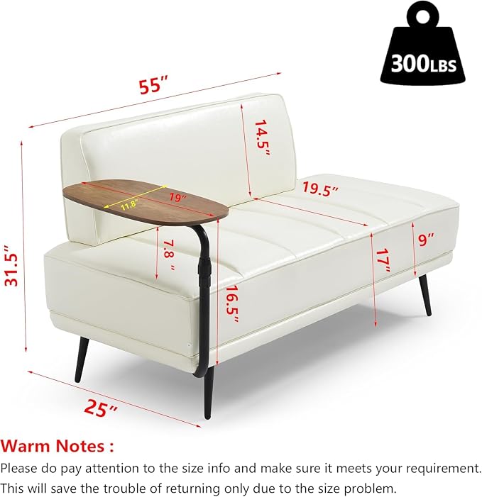 anwickjeff 55" Inch Width Modern End of Bed Bench, Leather Upholstered Futon - Image 2