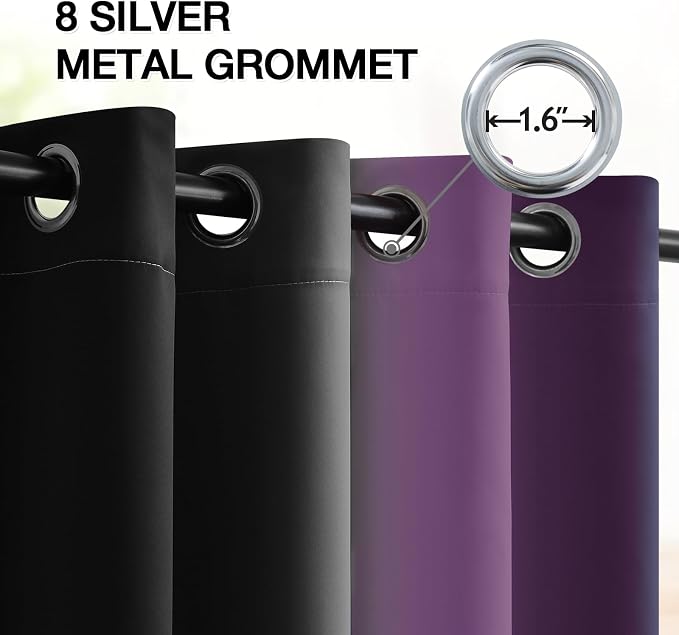 SimpleHome Ombre Purple and Black Room Darkening Curtains 84 inches Length | - Image 4