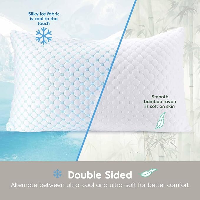 Nestl King Size Cooling Pillow for Sleeping 2 Pack, Luxury Shredded Memory Foam - Image 5