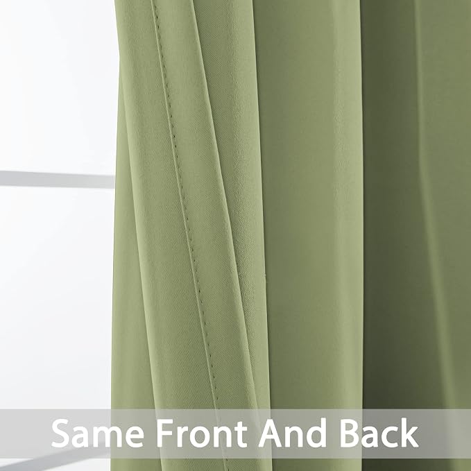 Yakamok Blackout Curtains 38x72 inch Sage Green Thermal Drapes-Bedroom | 2 - Image 6