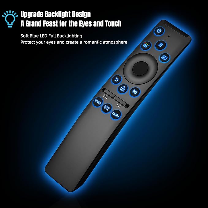 Backlit Universal Remote Control for Samsung Smart TV, Samsung Remote Control Replacement, Compatible for UHD QLED 8K 4K Smart TVs, with Shortcut Buttons for Netflix, Prime Video and Hulu