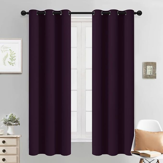 Yakamok Blackout Curtains 38x63 inch Dark Purple Thermal Drapes-Bedroom | 2 by Yakamok