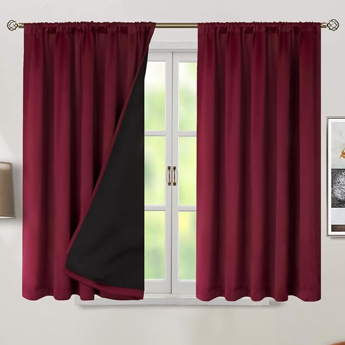 BGment Red Blackout Curtains 45 Inches Long - Image 2