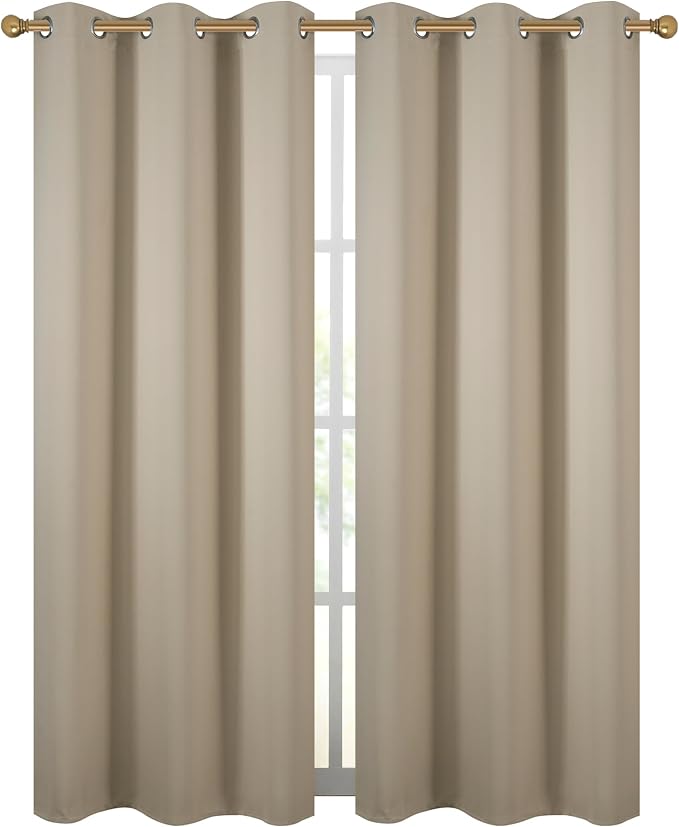 Diraysid Beige Grommet Blackout Curtains - Image 2