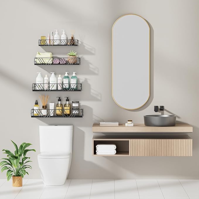 Amaoot Floating Shelves for Wall Set of 4, Wall Shelf Wood Floating Shelf | - Image 4