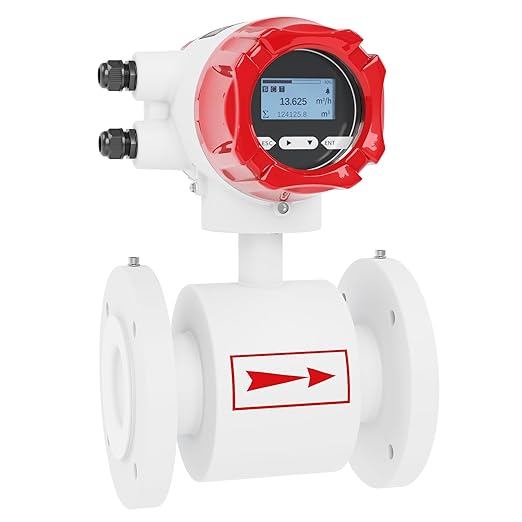 Electromagnetic Flow Meter,High-Precision Industrial Flowmeter Digital Display IP65 Protection 4-20mA Output Pipe Sensor for Wastewater, Sewage, and Seawater（DN15)