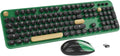 Kootop Wireless Keyboard,Cute Colorful 104 Keys Typewriter Retro Round Keycaps Keyboard for PC Laptop,Desktop,Windows, Home and Office Keyboards (Black Green)