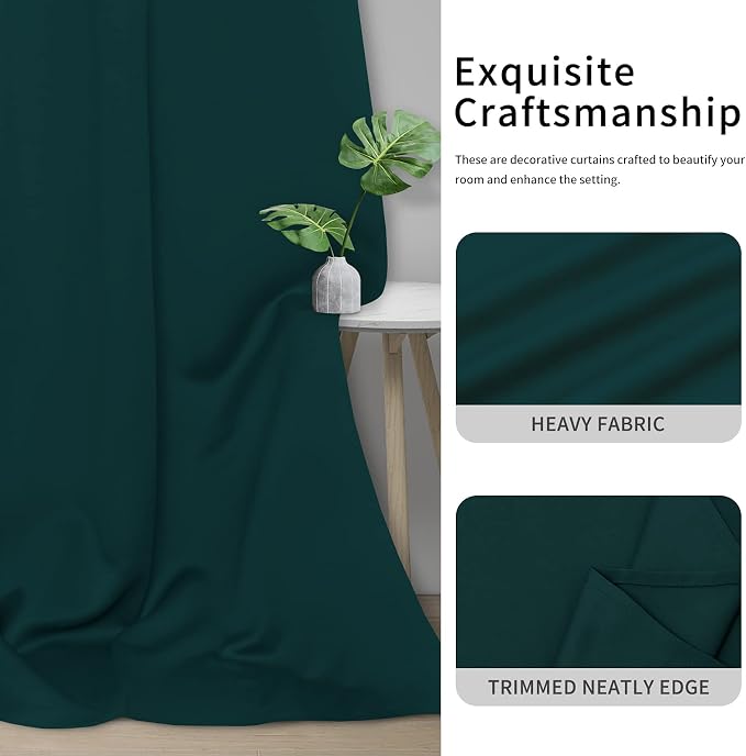 Easy-Going Thermal Grommet Blackout Curtains, 2 Panels 42x84 in, Deep Teal | - Image 5