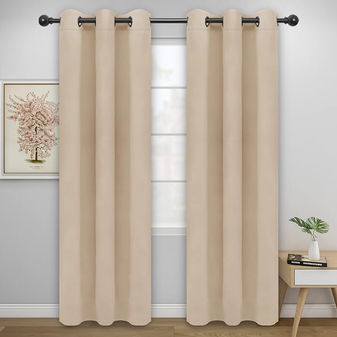 Easy-Going Thermal Grommet Blackout Curtains, 2 Panels 42x95 in, Noise Reduction by Easy-Going