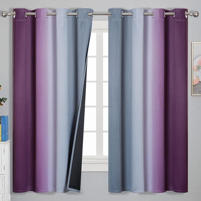 Purple and Gray Ombre Blackout Curtains by ESTELARTEXTILER