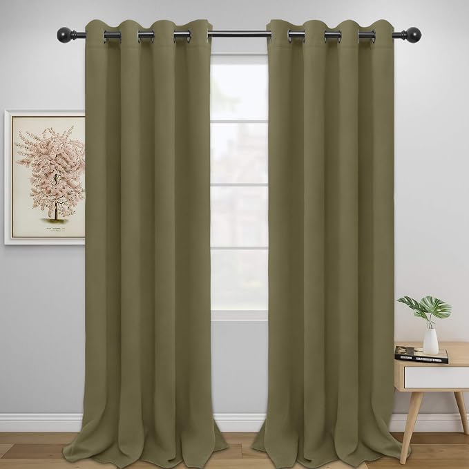 Easy-Going Thermal Grommet Blackout Curtains, 2 Panels 52x96 in, Khaki | by Easy-Going