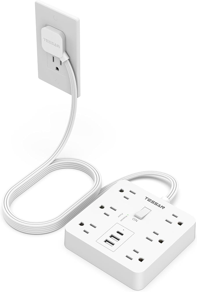 TESSAN 10Ft White Extension Cord by TESSAN