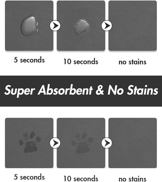 Absorbent Dog Mat for Food & Water Bowl - Quick Dry Pet Feeding Mat, No Stains, Ideal for Messy Drinkers