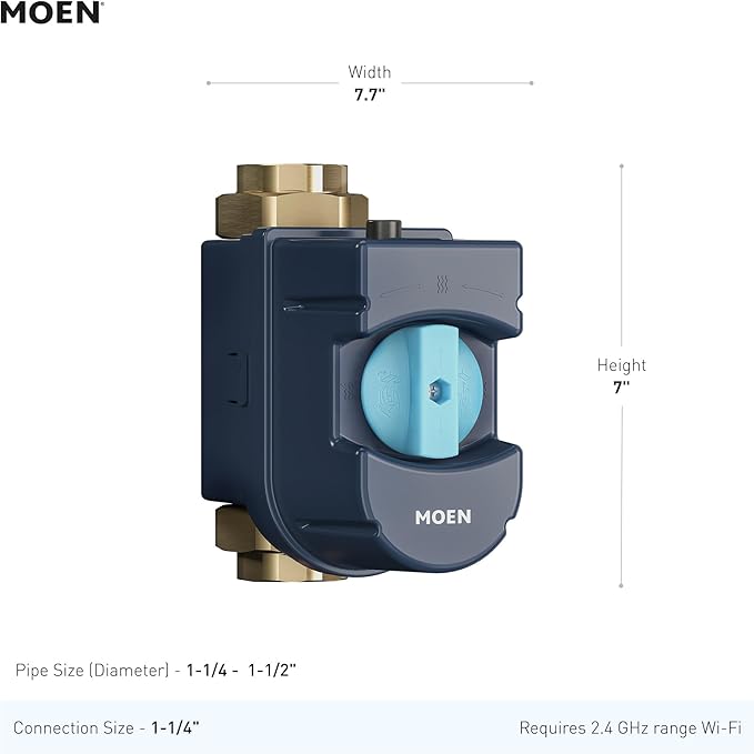 Moen Flo Smart Water Monitor and Automatic Shutoff Sensor, Wi-Fi Connected Water Leak Detector for 1-Inch Diameter Pipe, 900-006