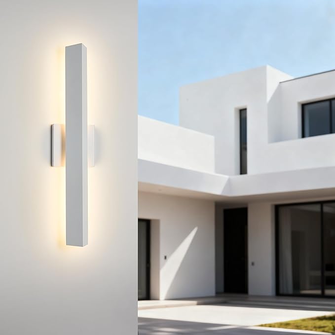 Tarentlight 21.9IN LED Outdoor Aluminum Wall Lights,20W Dimmable, IP65 Waterproof, Modern Textured White Indoor & Exterior Lighting Fixtures, Long Exterior Wall Lights for Garage, Front Door