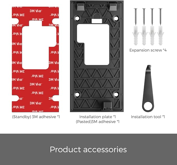 No Drill Doorbell Mount for R-ing Battery Doorbell (2024 Release) - Strong Adhesive Mounting Plate, Renter Friendly Apartment & Office Video Doorbell Holder Bracket, Easy Install Accessories Kit