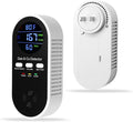 5-in-1 Carbon Monoxide Detector & Natural Gas Leak Alarm,AC-Plug-in CO Alarm & Explosive Gas Detector Battery Backup with Temperature(°F) & Humidity,Three Levels Volume & Brightness for Home,RV,Hotel