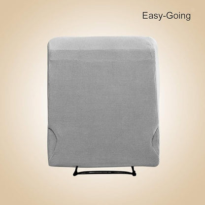 Easy-Going Recliner Stretch Sofa Slipcover Sofa Cover 4-Pieces Furniture Protector Couch Soft with Elastic Bottom Spandex Jacquard Fabric Small Checks(Recliner,Light Gray) Large