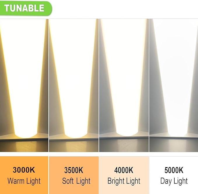 Cortelco 2x4 LED Troffer Light-25W/30W/35W/40W/50W,Up to 7500 Lumens,4 CCT Selectable 3000K/3500K/4000K/5000K,0-10V Dimmable Drop Ceiling Panel,100-277V,ETL & DLC Listed,Commercial Grade,2 Pack