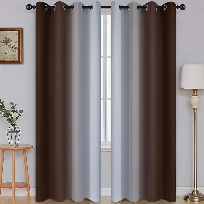 SimpleHome Ombre Brown to Grey White Curtains by SimpleHome