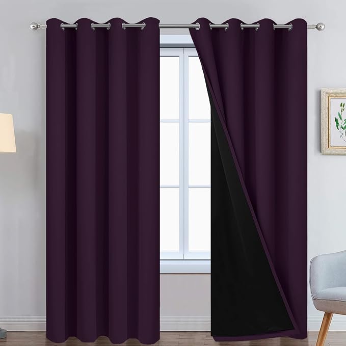 Yakamok Dark Purple 100% Blackout Curtains 84 Inches Long 52" Wide 2 Panels | by Yakamok