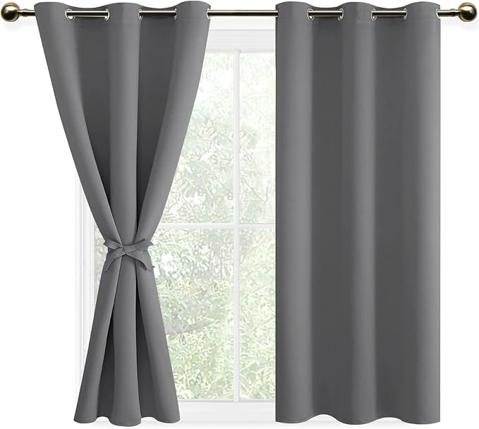 DWCN Grey Blackout Short Curtains by DWCN