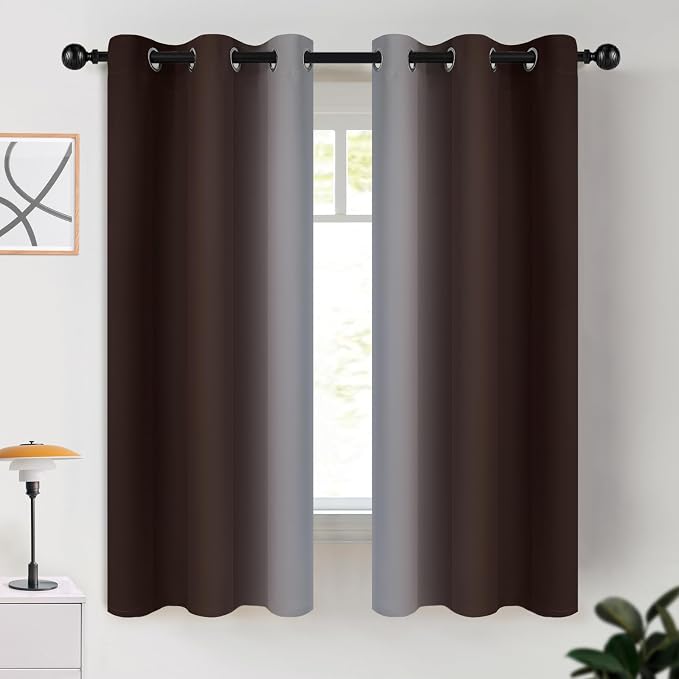 COSVIYA Curtains & Drapes Grommet Ombre Brown Curtains W42 x L63 Inch | by COSVIYA
