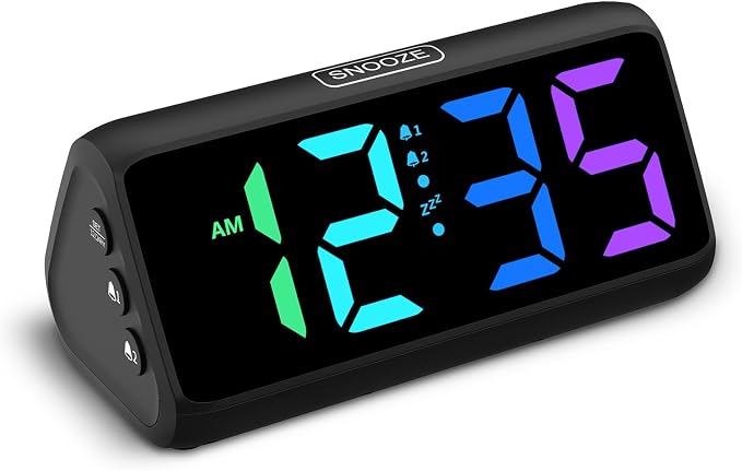 Loud Alarm Clock for Heavy Sleepers, RGB Alarm Clocks for Bedrooms Seniors Kids by Netzu
