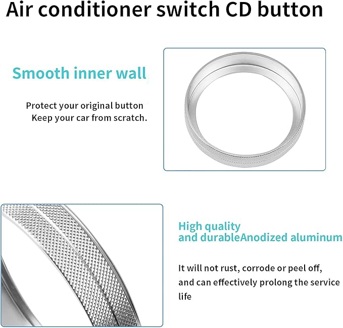 Knob Cover for F150 AC Climate Control Switch/Trailer/4WD/VOL/Tune Button Interior Center Console Trim Accessories Compatible with Ford F150 XLT 2016 2017 2018 2019 (Silver 6 Pcs)