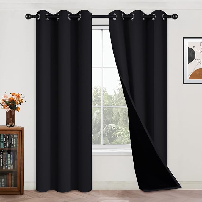 Yakamok Black 100% Blackout Curtains 84 Inches Long by Yakamok