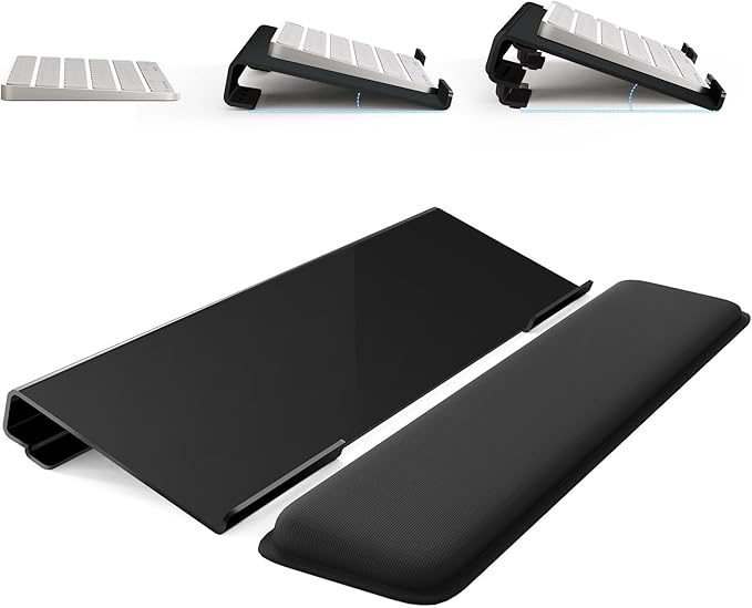 Laborio Computer Keyboard Stand for Desktop, 2-Level Height Adjustment Keyboard Wrist Rest, Non-Slip Key Board Riser Pad for Office, Gaming, and Home Desks