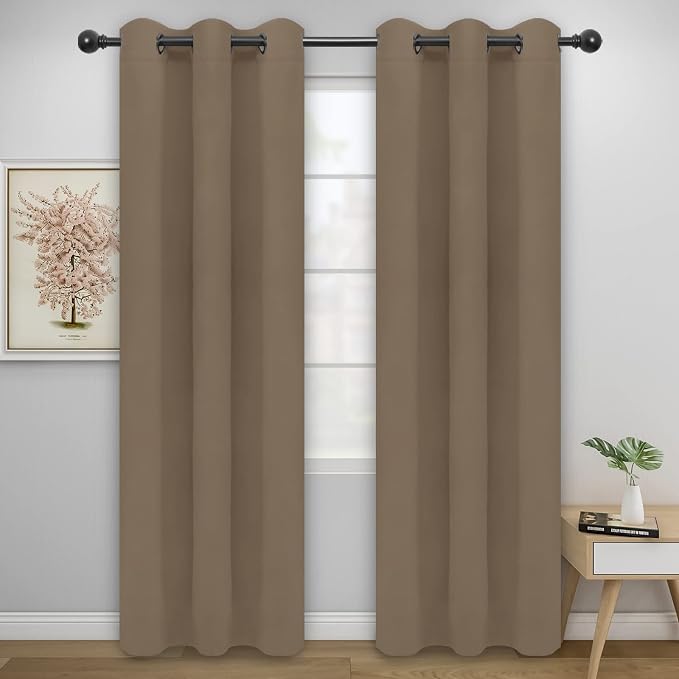 Easy-Going Thermal Grommet Blackout Curtains, 2 Panels 42x95 in, Camel | by Easy-Going