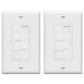 TOPGREENER Combo Dimmer Switch with 3-Speed Fan Control, Light and Fan Combination Switch, Single Pole, 200W LED/CFL, Neutral Wire Not Required, Wall Plate Included, TGDSFS3-W-2PCS, White, 2 Pack
