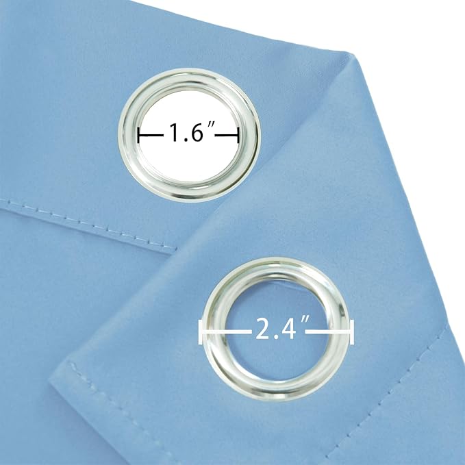 100% Blackout Curtains 84 Inch Long Sky Blue Curtains 2 Panels - Image 6