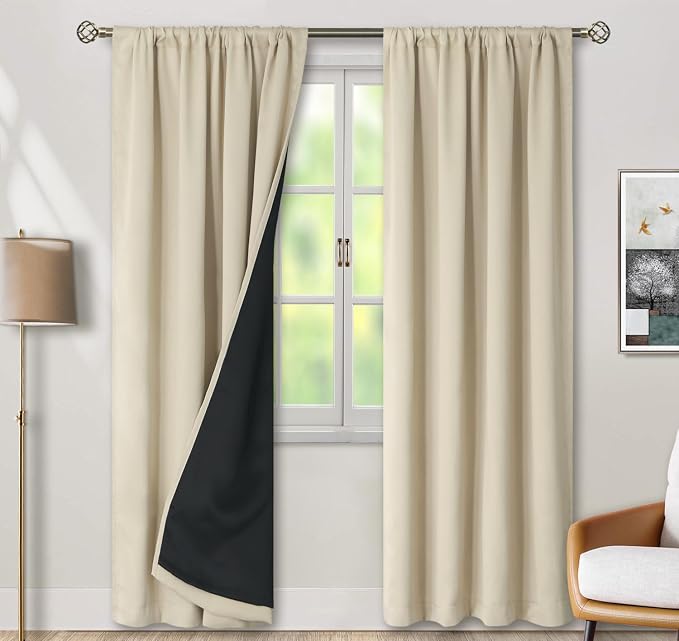 BGment Beige Full Blackout Curtains - Image 2