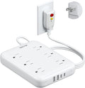 2 Prong GFCI Power Strip, VINTAR 2 Prong to 3 Prong GFCI Plug Adapter, 6ft Extension Cord with 6 Outlets & 4 USB(2 USB-C), 1050J Surge Protector, Polarized Plug Wall Mount for Non-Grounded Outlet