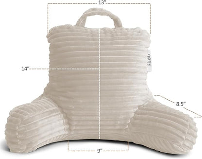 Nestl Reading Pillow for Kids & Teens with Shredded Memory Foam, Luxe Cut Plush Backrest Pillows for Reading and Gaming, for use on Couch, Bed, Floor, Adjustable Support with Washable Cover Linen