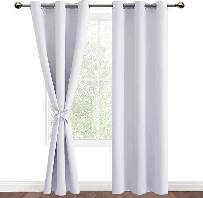 DWCN Greyish White Window Curtains – Thermal Insulated Energy Saving Drapes - Image 7