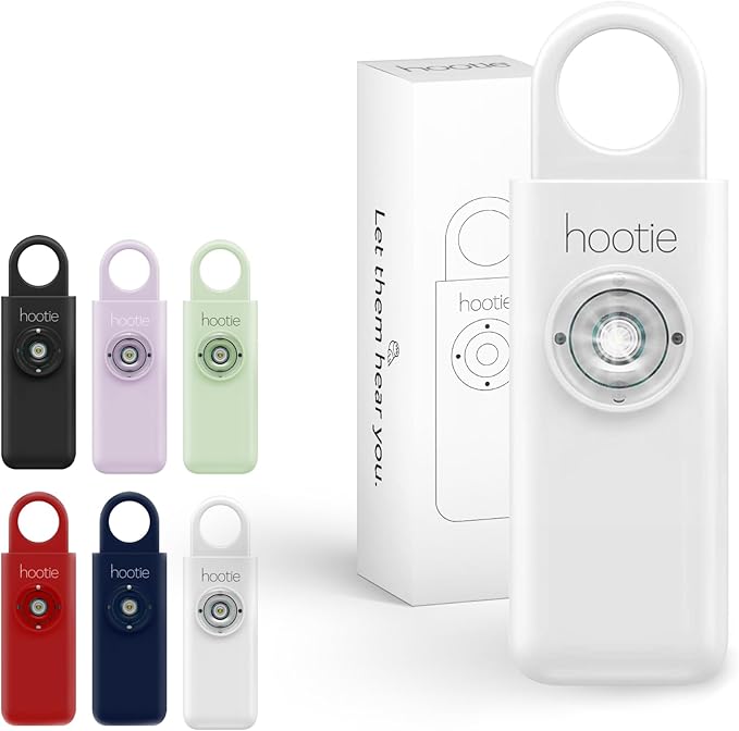 Hootie Personal Safety Alarm for Women, Men, & Kids - Keychain Alarm, Self Defense Strobe & Siren, Security Siren Keychain with 130dB Self Defense Siren & Strobe Light - White