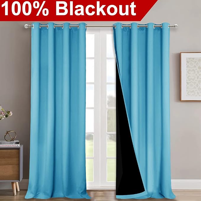 NICETOWN 100% Blackout Blinds, Teal Blue, Laundry Room Decor Window Treatment - Image 2