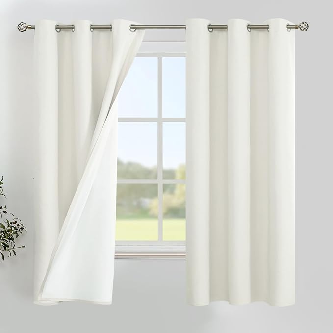 YoungsTex Ivory Linen 100% Blackout Curtains 63 Inch Length by YoungsTex